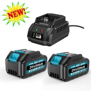 ZUYIY 21V 4.0Ah Lithium Ion Battery 2-Pack & Fast Charger NWT